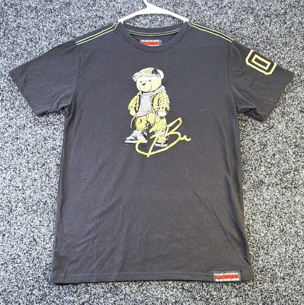 FUBU New York City Official Men's Black Graphic Bear Crew Neck Tee S RN#98810